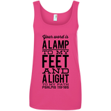 Bible Verses Ladies' 100% Ringspun Cotton Tank Top - "Psalm 119:105" Design 4 (Black Font) - Meditate Healing Christian Store