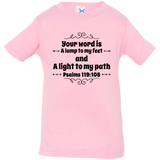 Bible Verse Infant Jersey T-Shirt - "Psalm 119:105" Design 1 (Black Font) - Meditate Healing Christian Store
