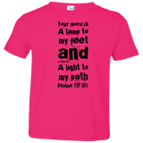 Bible Verse Toddler Jersey T-Shirt - "Psalm 119:105" Design 6 (Black Font) - Meditate Healing Christian Store