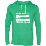 Bible Verse Men Long Sleeve T-Shirt Hoodie - "Psalm 119:105" Design 21 (White Font) - Meditate Healing Christian Store