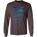 Bible Verse Ladies' Cotton Long Sleeve T-Shirt - Lead Me To The Rock That Is Higher Than I ~Psalms 61:2~ Design 18