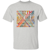 Bible Verse Men 5.3 oz. T-Shirt - "Psalm 73:26" Design 5 - Meditate Healing Christian Store