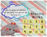 Cozy Plush Baby Milestone Blanket - God Is With Me Always ~Matthew 28:20~ (Design: Elephant)