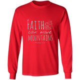 Bible Verse Long Sleeve Ultra Cotton T-Shirt - Faith Can Move Mountains ~Matthew 17:20~ Design 3