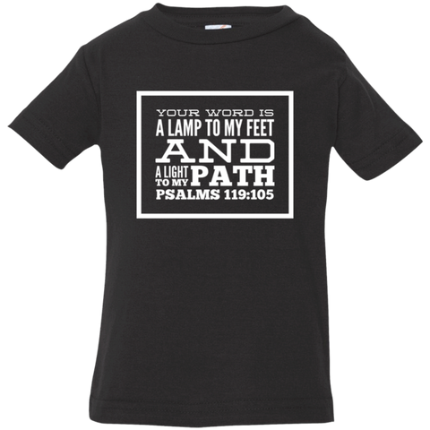 Bible Verse Infant Jersey T-Shirt - "Psalm 119:105" Design 13 (White Font) - Meditate Healing Christian Store
