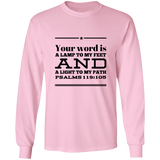 Bible Verse Unisex Long Sleeve T-Shirt - Your Word Is Light To My Path ~Psalm 119:105~ Design 10