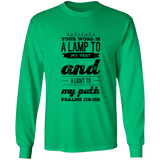 Bible Verse Long Sleeve  Ultra Cotton T-Shirt - "Psalm 119:105" Design 17 (Black Font) - Meditate Healing Christian Store