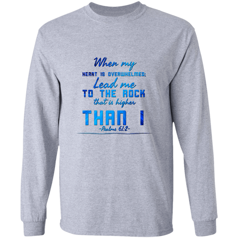 Bible Verse Ladies' Cotton Long Sleeve T-Shirt - Lead Me To The Rock That Is Higher Than I ~Psalms 61:2~ Design 6