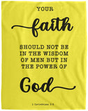 Typography Premium Sherpa Mink Blanket - Faith In The Power Of God ~1 Corinthians 2:5~