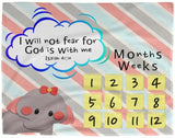 Cozy Plush Baby Milestone Blanket - God Is With Me ~Isaiah 41:10~ (Design: Elephant)