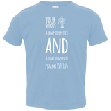 Bible Verse Toddler Jersey T-Shirt - "Psalm 119:105" Design 19 (White Font) - Meditate Healing Christian Store