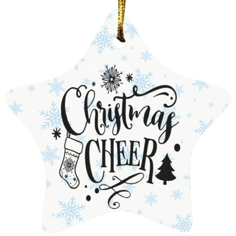 Durable MDF High-Gloss Christmas Ornament: Christmas Cheer (Design: Star-Blue Snowflake)