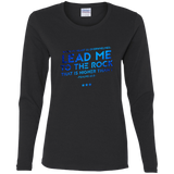 Bible Verse Ladies' Cotton Long Sleeve T-Shirt - "Psalm 61:2" Design 12 - Meditate Healing Christian Store