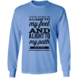 Bible Verse Long Sleeve  Ultra Cotton T-Shirt - "Psalm 119:105" Design 15 (Black Font) - Meditate Healing Christian Store