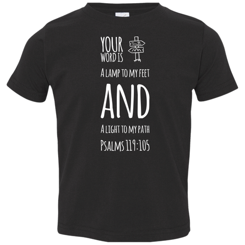Bible Verse Toddler Jersey T-Shirt - "Psalm 119:105" Design 19 (White Font) - Meditate Healing Christian Store
