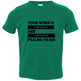 Bible Verse Toddler Jersey T-Shirt - "Psalm 119:105" Design 21 (Black Font) - Meditate Healing Christian Store