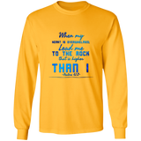 Bible Verse Ladies' Cotton Long Sleeve T-Shirt - Lead Me To The Rock That Is Higher Than I ~Psalms 61:2~ Design 6