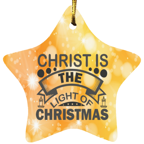 Durable MDF High-Gloss Christmas Ornament: Christ Is The Light Of Christmas (Design: Star-Orange)