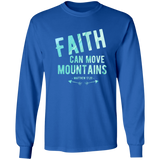 Bible Verse Long Sleeve Ultra Cotton T-Shirt - Faith Can Move Mountains ~Matthew 17:20~ Design 1