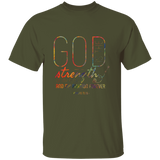 Bible Verse Men 5.3 oz. T-Shirt - "Psalm 73:26" Design 18 - Meditate Healing Christian Store