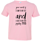 Bible Verse Toddler Jersey T-Shirt - "Psalm 119:105" Design 9 (Black Font) - Meditate Healing Christian Store