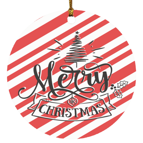 Durable MDF High-Gloss Christmas Ornament: Merry Christmas (Design: Round-Candy)