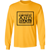 Bible Verse Long Sleeve  Ultra Cotton T-Shirt - "Psalm 119:105" Design 13 (Black Font) - Meditate Healing Christian Store