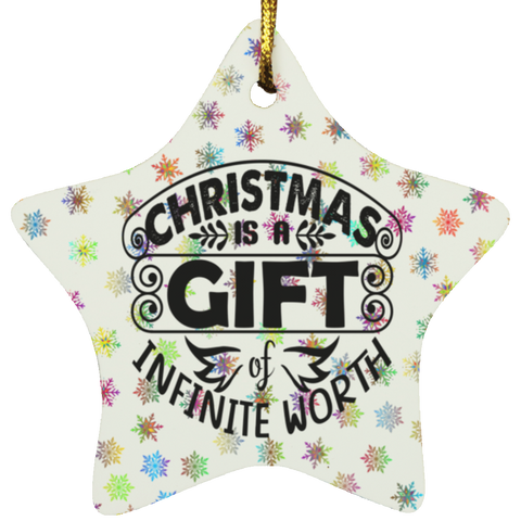 Durable MDF High-Gloss Christmas Ornament: Christmas Is A Gift Of Infinite Worth (Design: Star-Rainbow Snowflake)