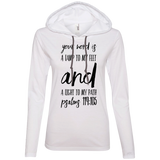 Bible Verse Ladies' Long Sleeve T-Shirt Hoodie - "Psalm 119:105" Design 9 (Black Font) - Meditate Healing Christian Store