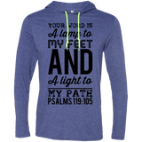 Bible Verse Men Long Sleeve T-Shirt Hoodie - "Psalm 119:105" Design 3 (Black Font) - Meditate Healing Christian Store