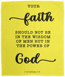 Typography Premium Sherpa Mink Blanket - Faith In The Power Of God ~1 Corinthians 2:5~