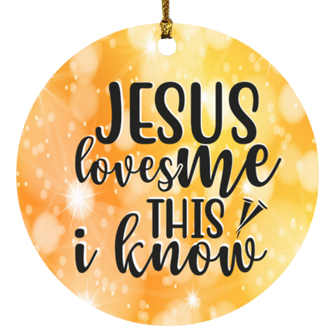 Durable MDF High-Gloss Christmas Ornament: Jesus Loves Me This I Know (Design: Round-Orange)
