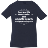 Bible Verse Infant Jersey T-Shirt - "Psalm 119:105" Design 1 (White Font) - Meditate Healing Christian Store