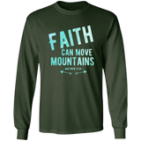Bible Verse Long Sleeve Ultra Cotton T-Shirt - Faith Can Move Mountains ~Matthew 17:20~ Design 1