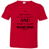 Bible Verse Toddler Jersey T-Shirt - "Psalm 119:105" Design 5 (Black Font) - Meditate Healing Christian Store