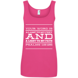 Bible Verse Ladies' 100% Ringspun Cotton Tank Top - "Psalm 119:105" Design 11 (White Font) - Meditate Healing Christian Store