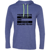 Bible Verse Men Long Sleeve T-Shirt Hoodie - "Psalm 119:105" Design 21 (Black Font) - Meditate Healing Christian Store