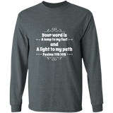 Bible Verse Unisex Long Sleeve T-Shirt - Your Word Is Light To My Path ~Psalm 119:105~ Design 1