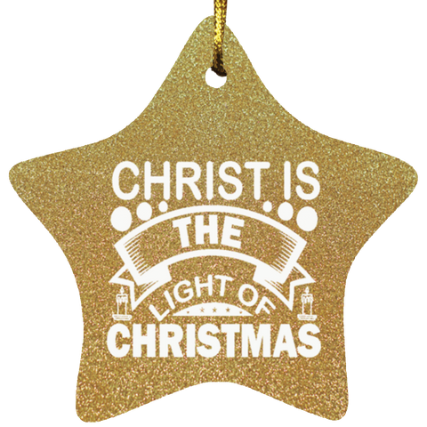 Durable MDF High-Gloss Christmas Ornament: Christ Is The Light Of Christmas (Design: Star-Gold)