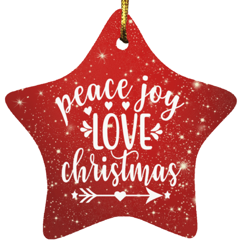 Durable MDF High-Gloss Christmas Ornament: Peace Joy Love  Christmas (Design: Star-Red)