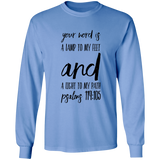 Bible Verse Long Sleeve  Ultra Cotton T-Shirt - "Psalm 119:105" Design 9 (Black Font) - Meditate Healing Christian Store