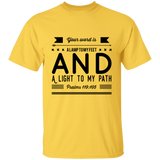 Bible Verse Men 5.3 oz. T-Shirt - "Psalm 119:105" Design 14 (Black Font) - Meditate Healing Christian Store