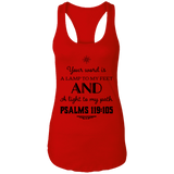 Bible Verses Ladies Ideal Racerback Tank - "Psalm 119:105" Design 5 (Black Font) - Meditate Healing Christian Store