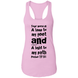 Bible Verses Ladies Ideal Racerback Tank - "Psalm 119:105" Design 6 (Black Font) - Meditate Healing Christian Store