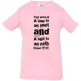 Bible Verse Infant Jersey T-Shirt - "Psalm 119:105" Design 6 (Black Font) - Meditate Healing Christian Store