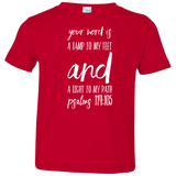 Bible Verse Toddler Jersey T-Shirt - "Psalm 119:105" Design 9 (White Font) - Meditate Healing Christian Store