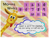 Cozy Plush Baby Milestone Blanket - God Is With Me Always ~Matthew 28:20~ (Design: Giraffe 1)