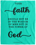 Typography Premium Sherpa Mink Blanket - Faith In The Power Of God ~1 Corinthians 2:5~