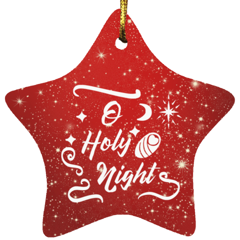 Durable MDF High-Gloss Christmas Ornament: O Holy Night (Design: Star-Red)