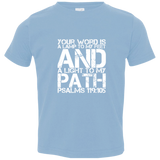 Bible Verse Toddler Jersey T-Shirt - "Psalm 119:105" Design 7 (White Font) - Meditate Healing Christian Store